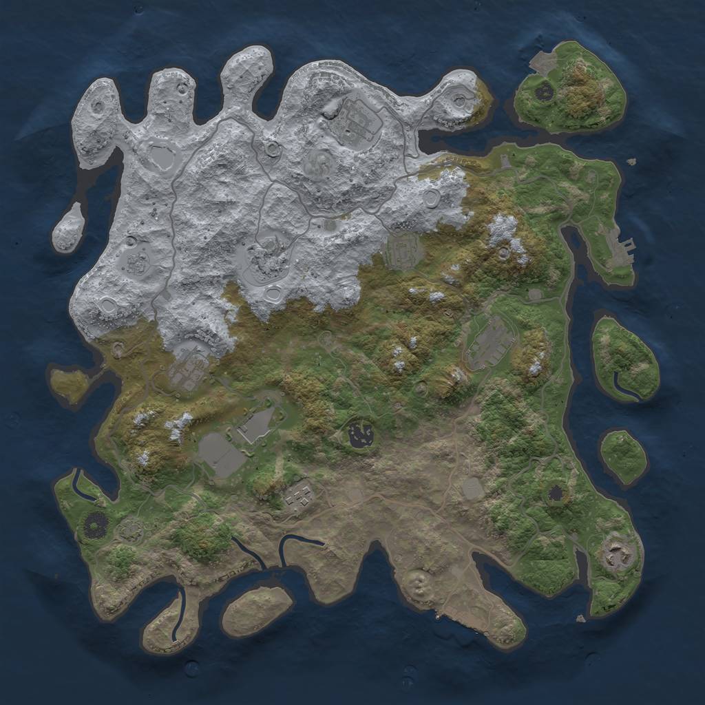 Rust Map: Procedural Map, Size: 4000, Seed: 10520365, 17 Monuments