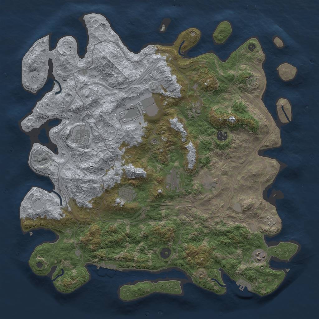 Rust Map: Procedural Map, Size: 4400, Seed: 15621074, 17 Monuments