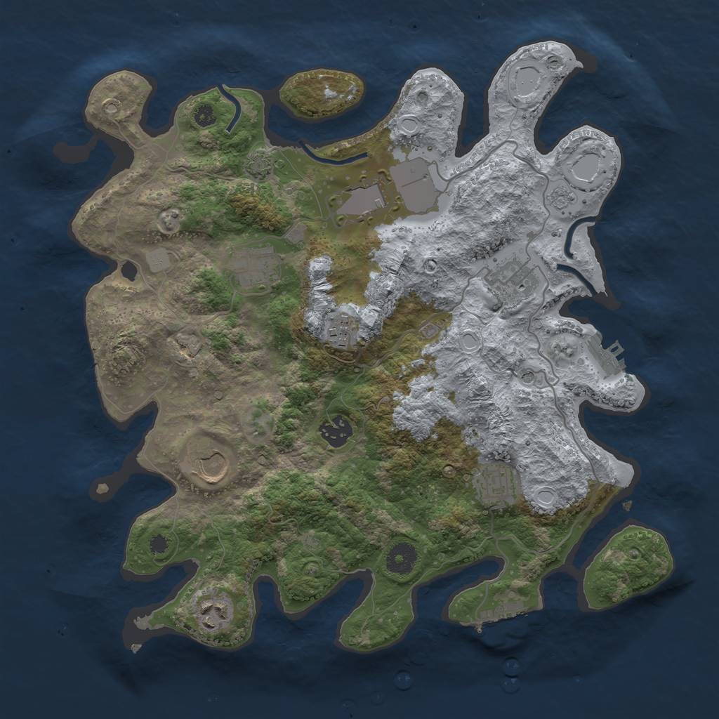 Rust Map: Procedural Map, Size: 3500, Seed: 3145783, 16 Monuments