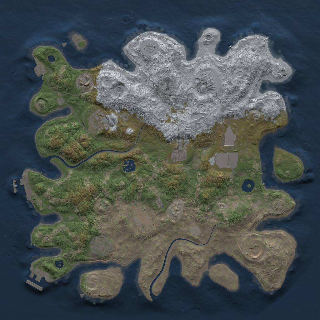 Rust Map: Procedural Map, Size: 3700, Seed: 82184881, 15 Monuments