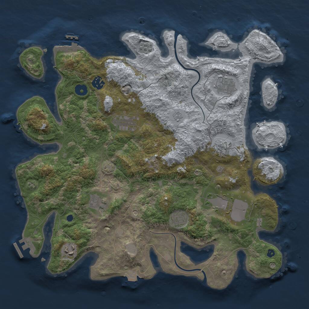 Rust Map: Procedural Map, Size: 3800, Seed: 8098184, 15 Monuments