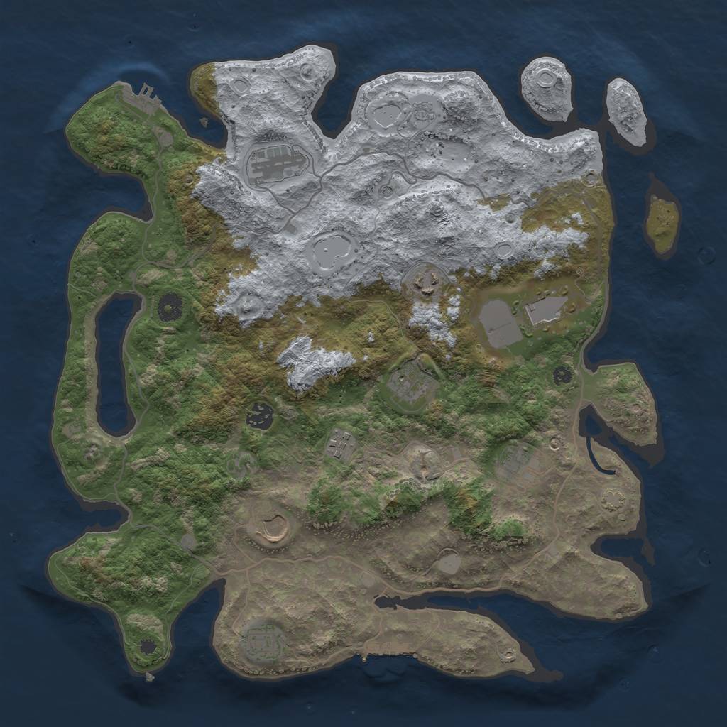 Rust Map: Procedural Map, Size: 4000, Seed: 80870450, 17 Monuments