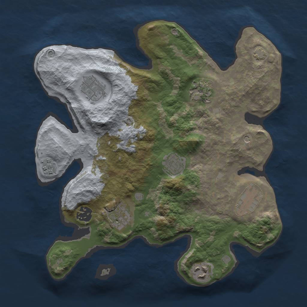 Rust Map: Barren, Size: 3000, Seed: 23133, 12 Monuments