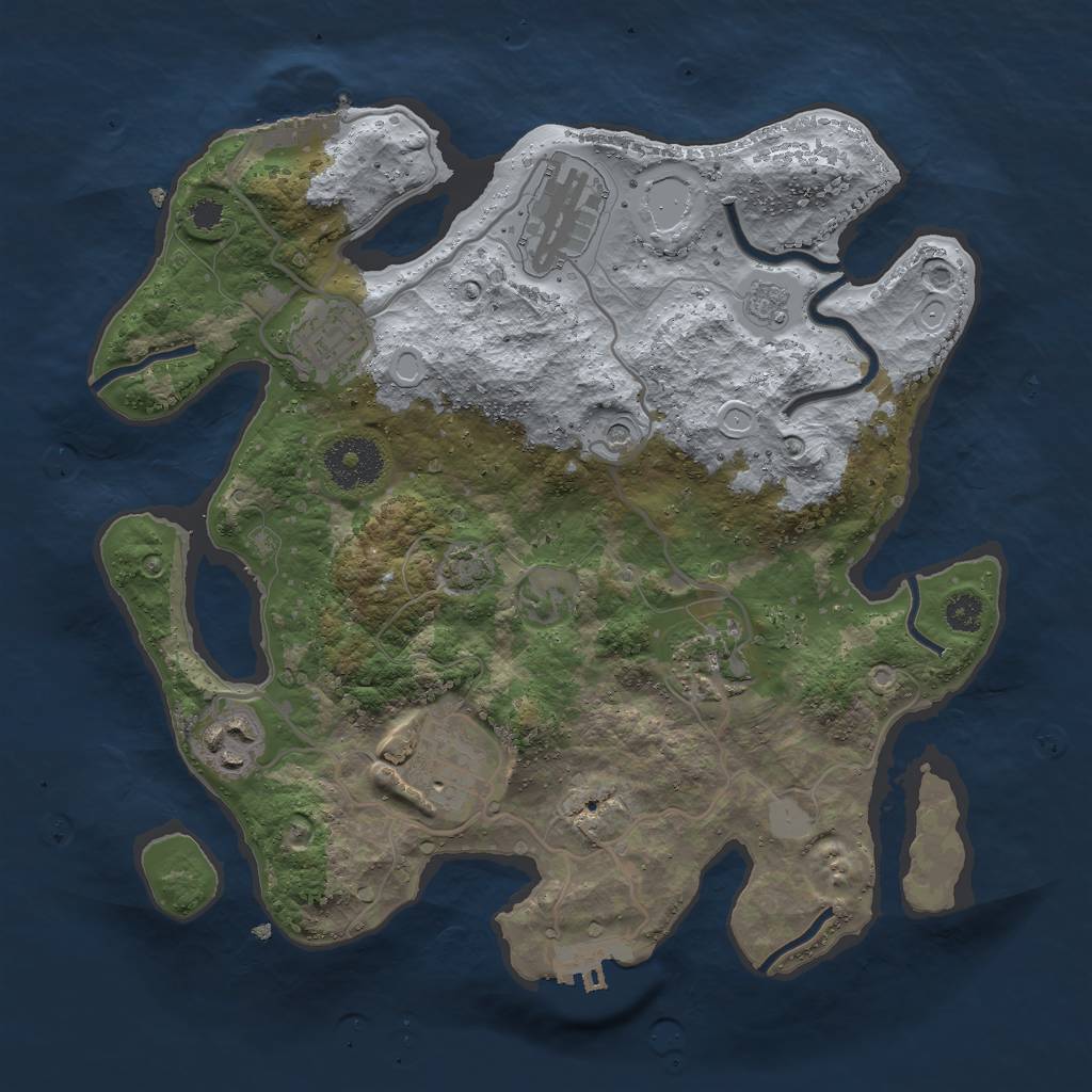 Rust Map: Procedural Map, Size: 3000, Seed: 4037921, 13 Monuments