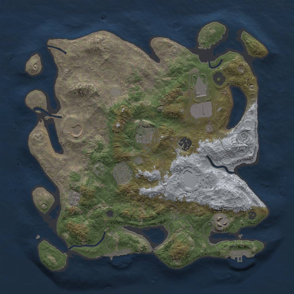 Rust Map: Procedural Map, Size: 3500, Seed: 23419227, 15 Monuments