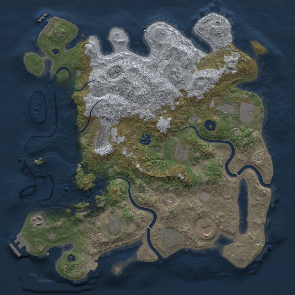 Rust Map: Procedural Map, Size: 3900, Seed: 86168785, 16 Monuments