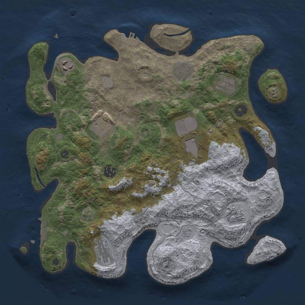 Rust Map: Procedural Map, Size: 3650, Seed: 88756672, 17 Monuments
