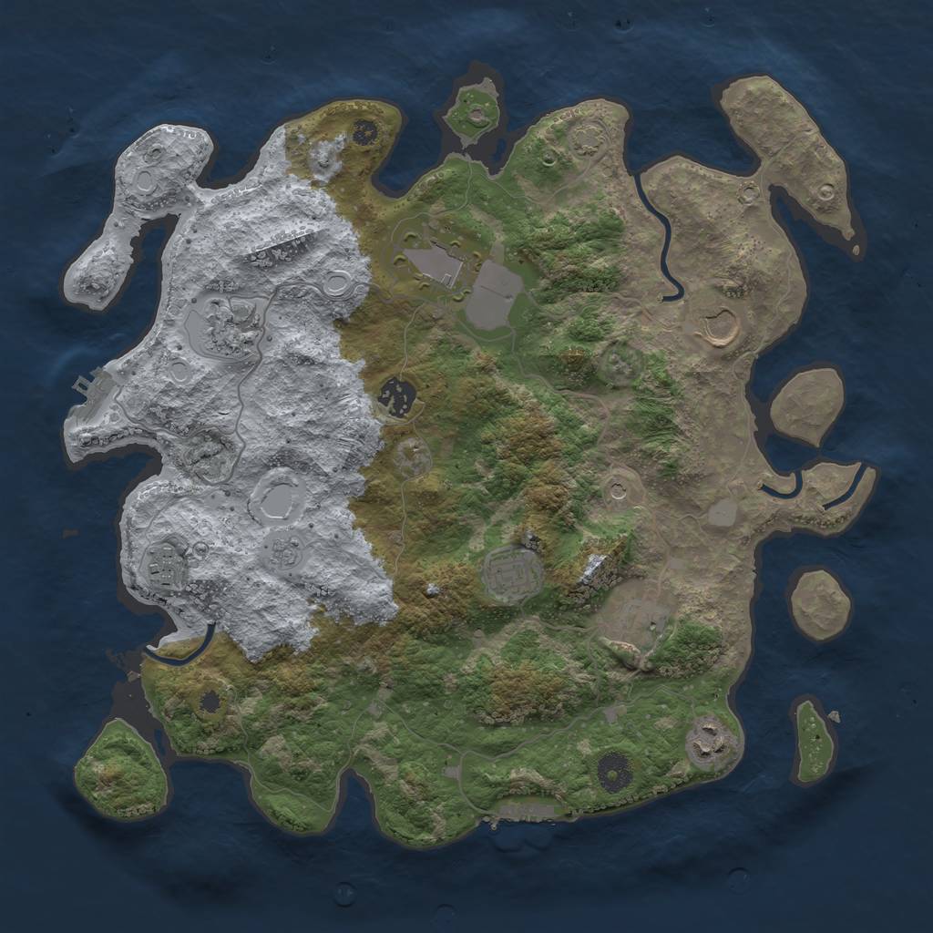 Rust Map: Procedural Map, Size: 3750, Seed: 63075996, 16 Monuments