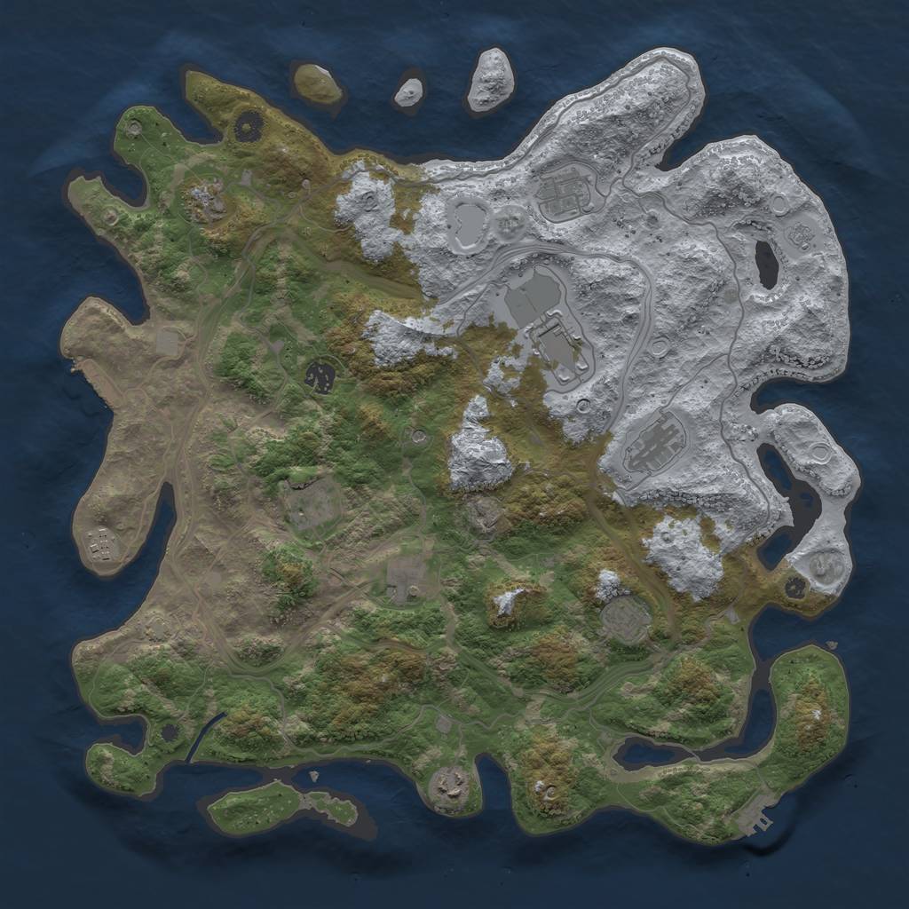 Rust Map: Procedural Map, Size: 4400, Seed: 44244820, 18 Monuments