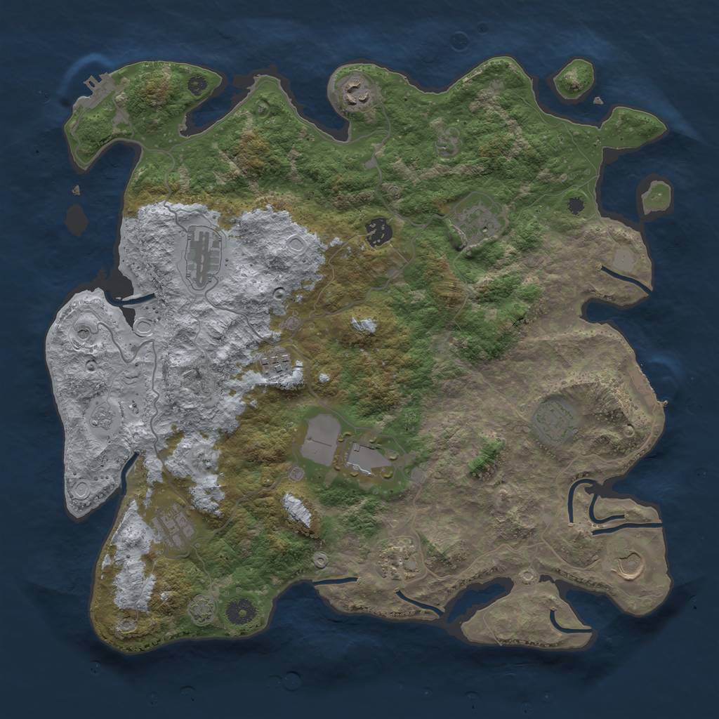 Rust Map: Procedural Map, Size: 3900, Seed: 3632969, 18 Monuments