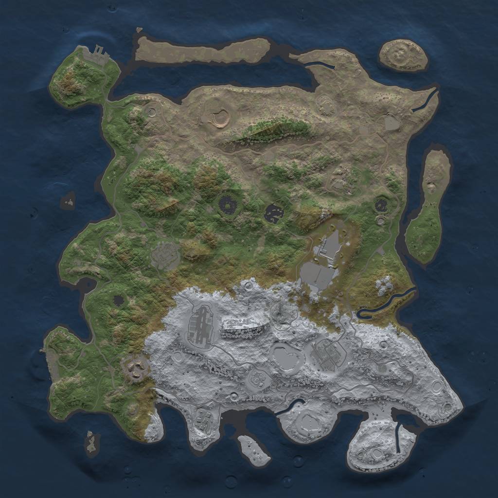 Rust Map: Procedural Map, Size: 4000, Seed: 124124, 17 Monuments