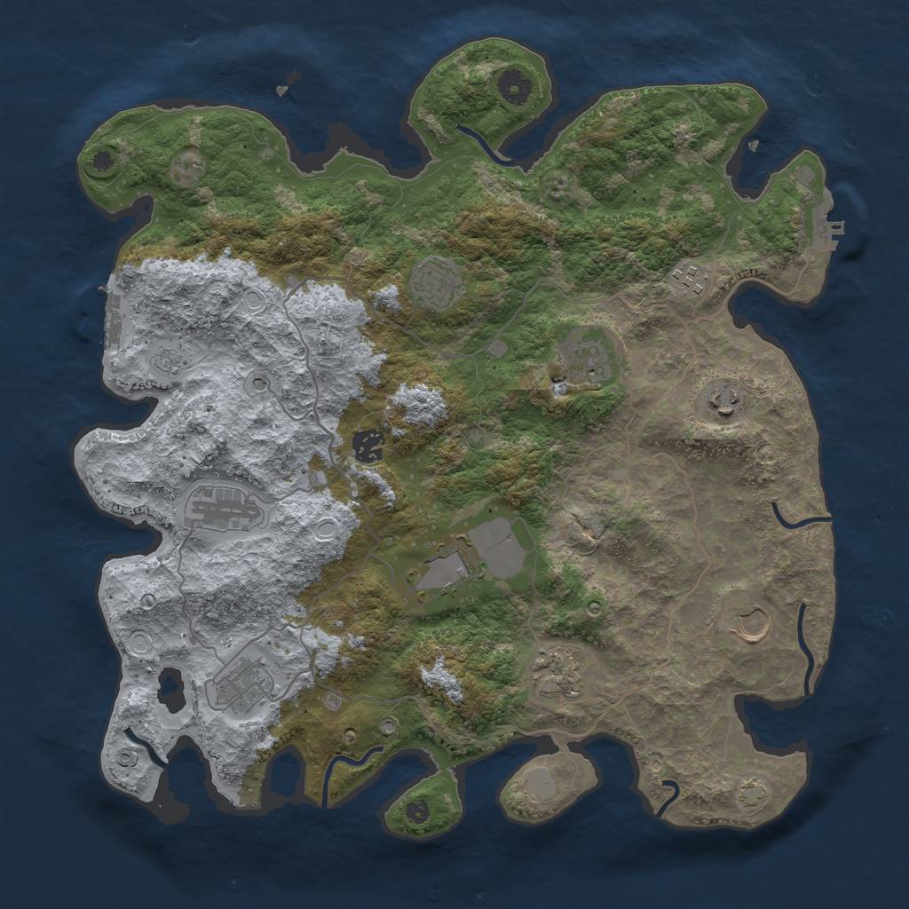Rust Map: Procedural Map, Size: 4000, Seed: 50589330, 18 Monuments