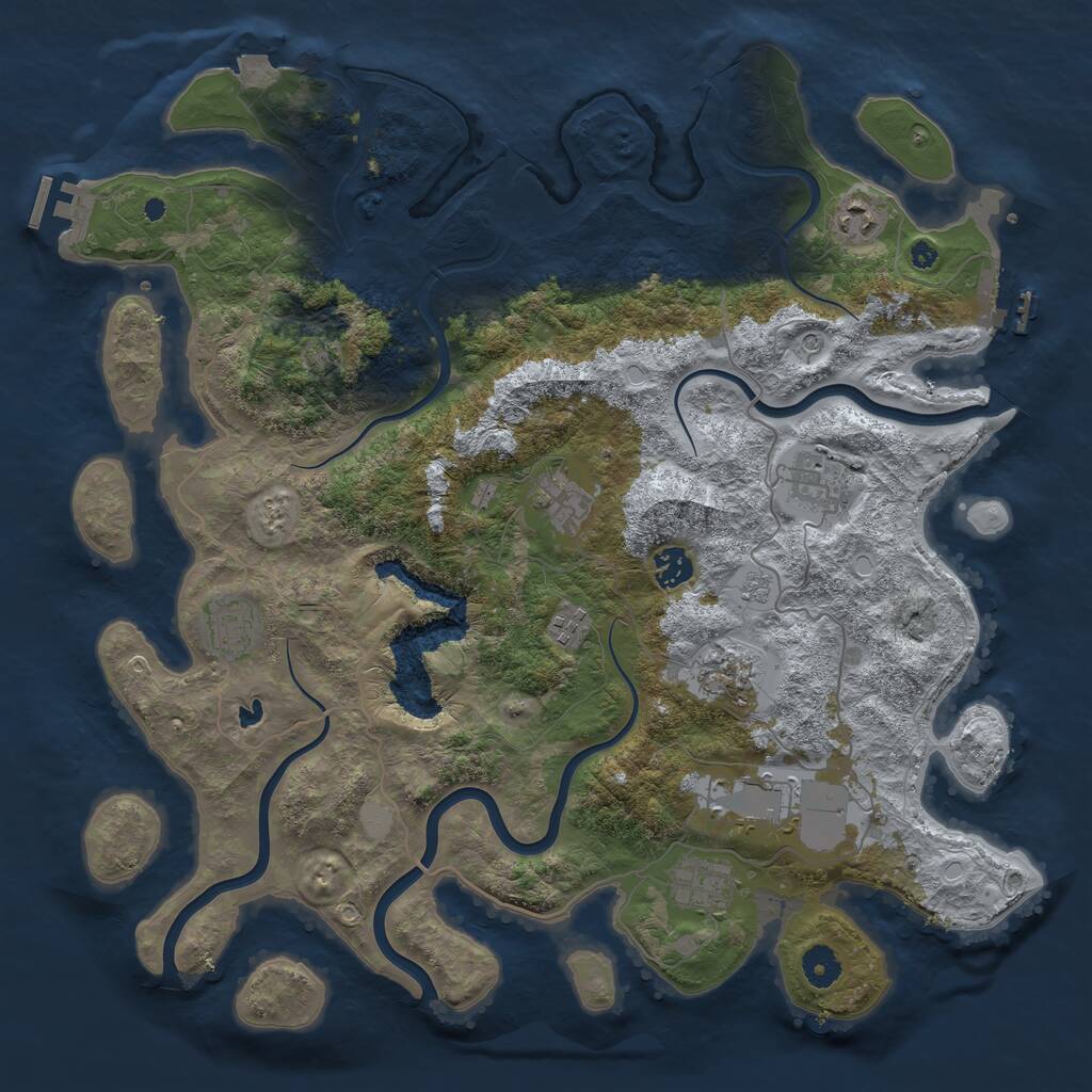 Rust Map: Procedural Map, Size: 4100, Seed: 83280943, 15 Monuments