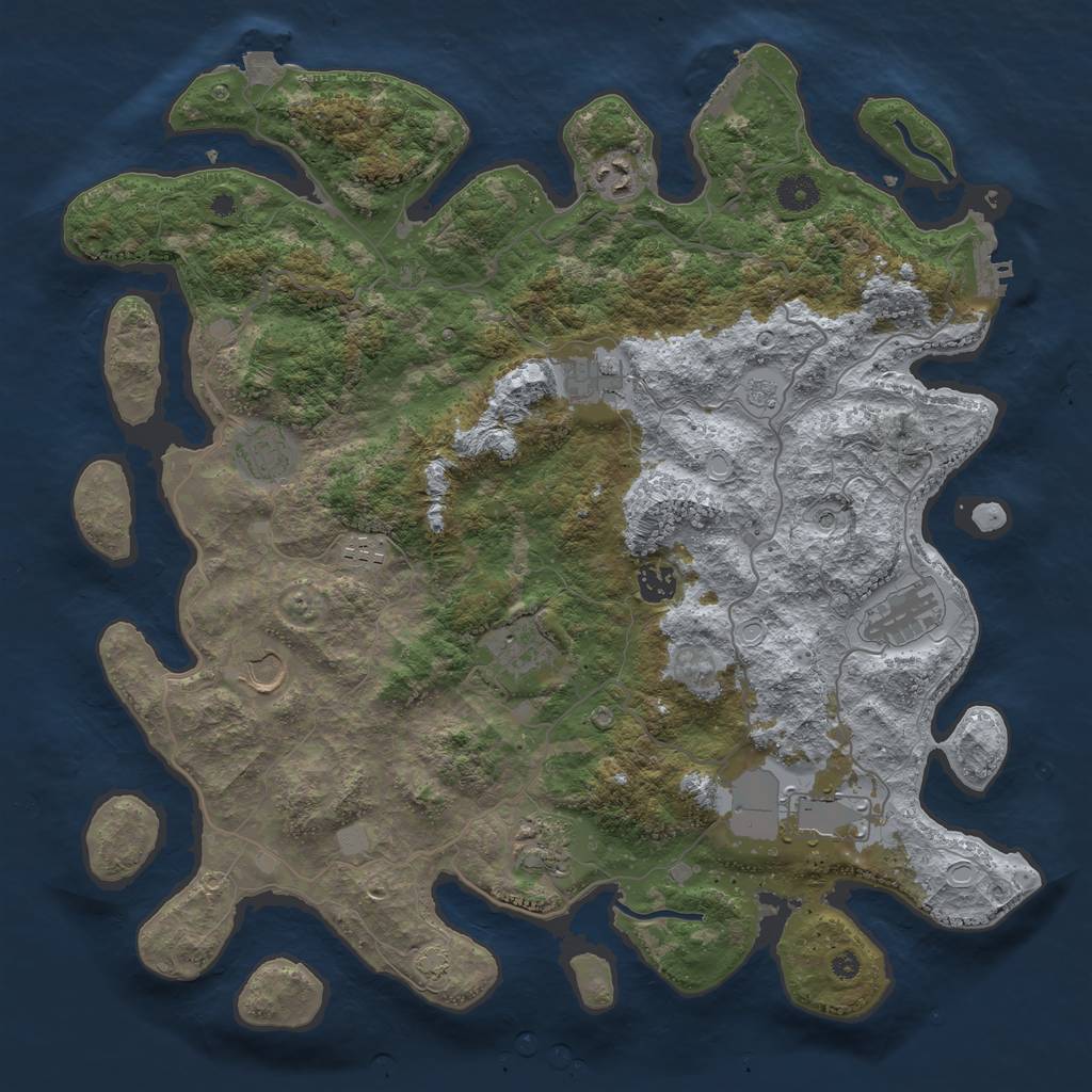 Rust Map: Procedural Map, Size: 4100, Seed: 83280943, 18 Monuments