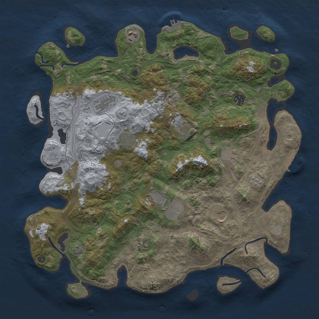 Rust Map: Procedural Map, Size: 4250, Seed: 1720489186, 18 Monuments