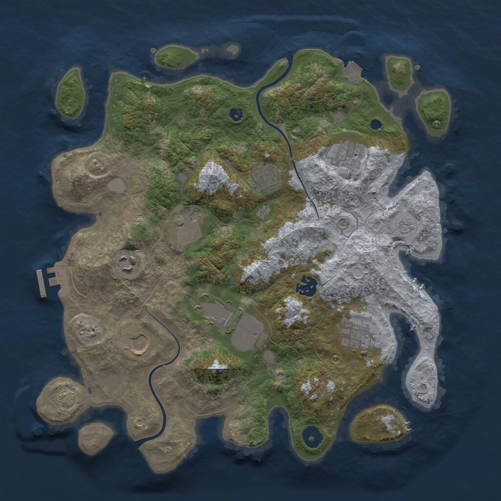 Rust Map: Procedural Map, Size: 3650, Seed: 94384748, 13 Monuments