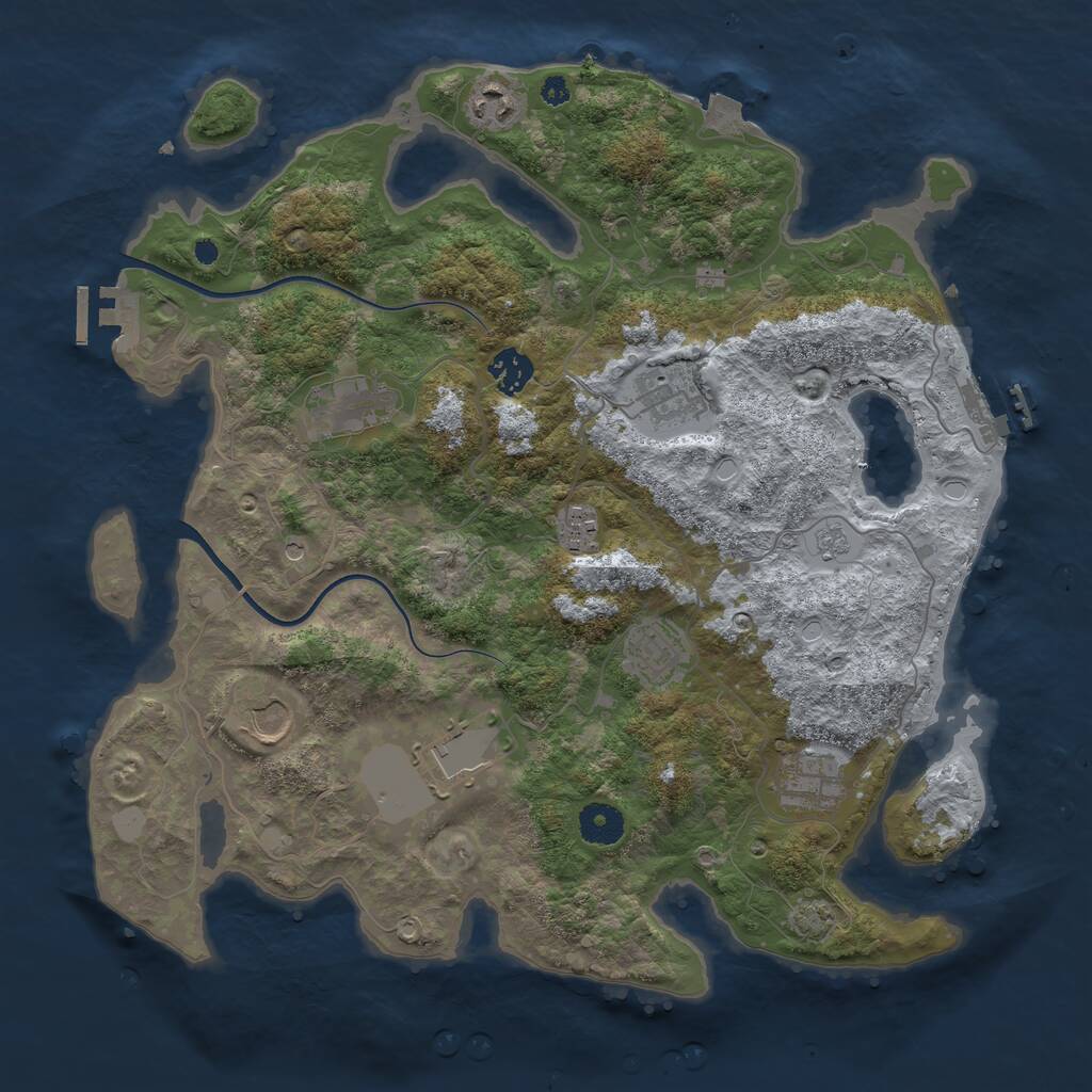 Rust Map: Procedural Map, Size: 3750, Seed: 765652897, 15 Monuments