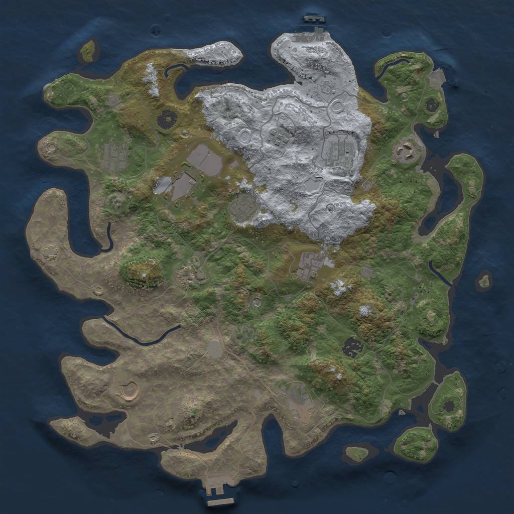 Rust Map: Procedural Map, Size: 3950, Seed: 64361676, 19 Monuments