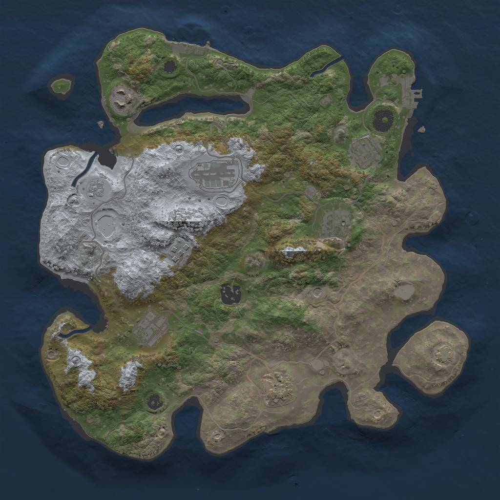 Rust Map: Procedural Map, Size: 3450, Seed: 74124875, 16 Monuments