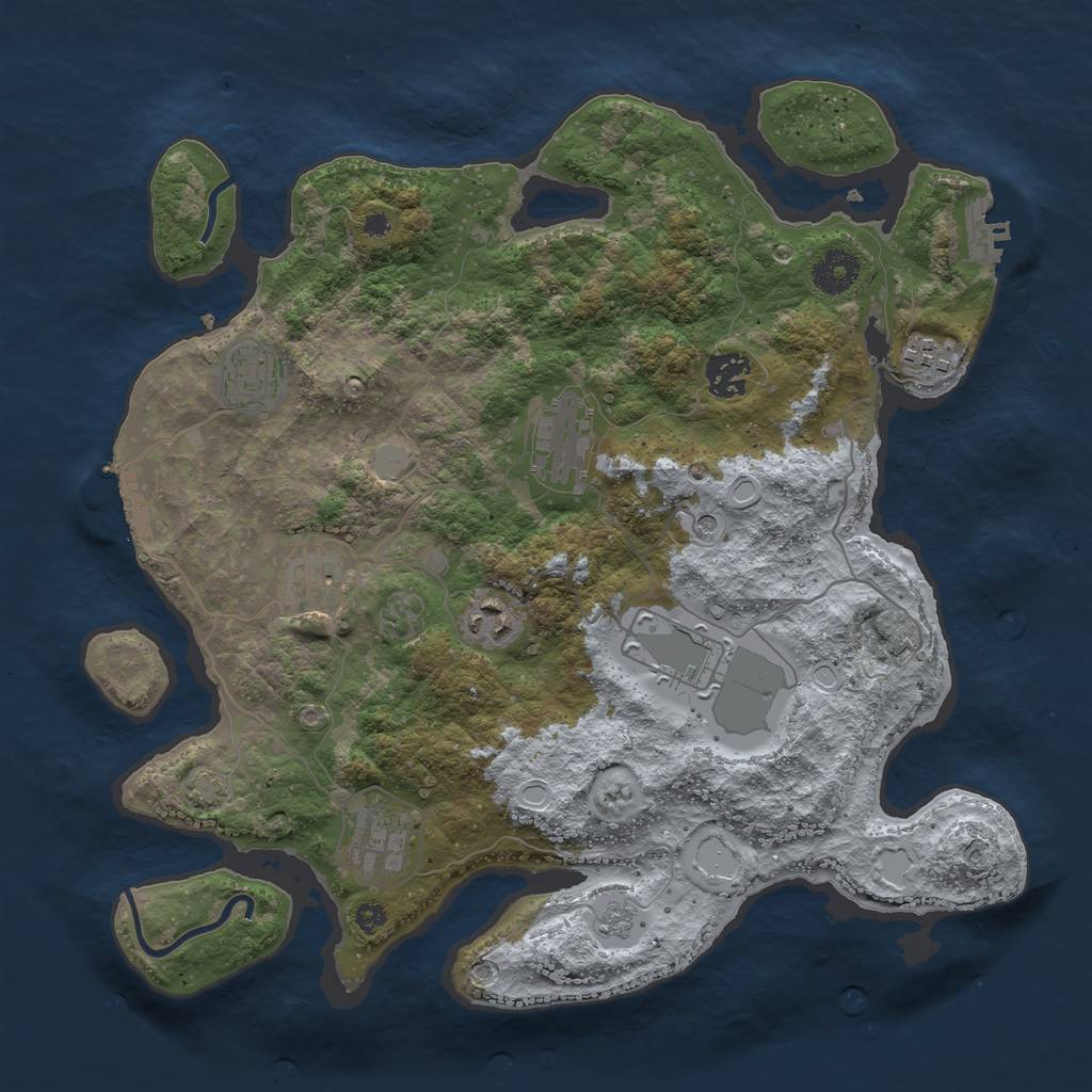 Rust Map: Procedural Map, Size: 3550, Seed: 54713950, 16 Monuments