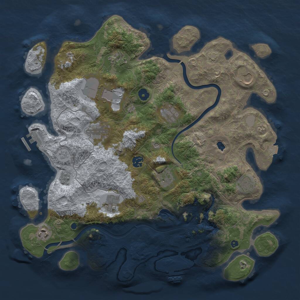 Rust Map: Procedural Map, Size: 4000, Seed: 1300943188, 17 Monuments