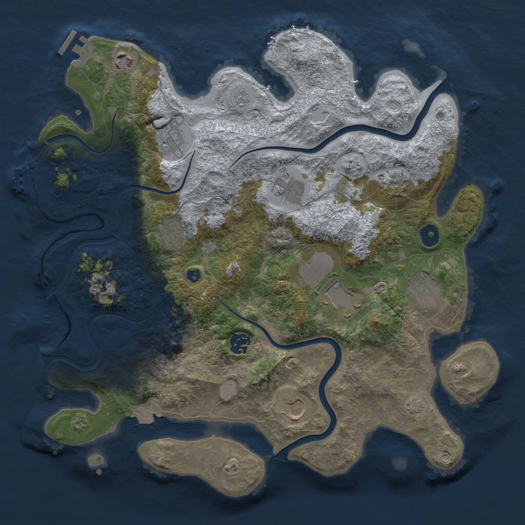 Rust Map: Procedural Map, Size: 3850, Seed: 79351679, 16 Monuments