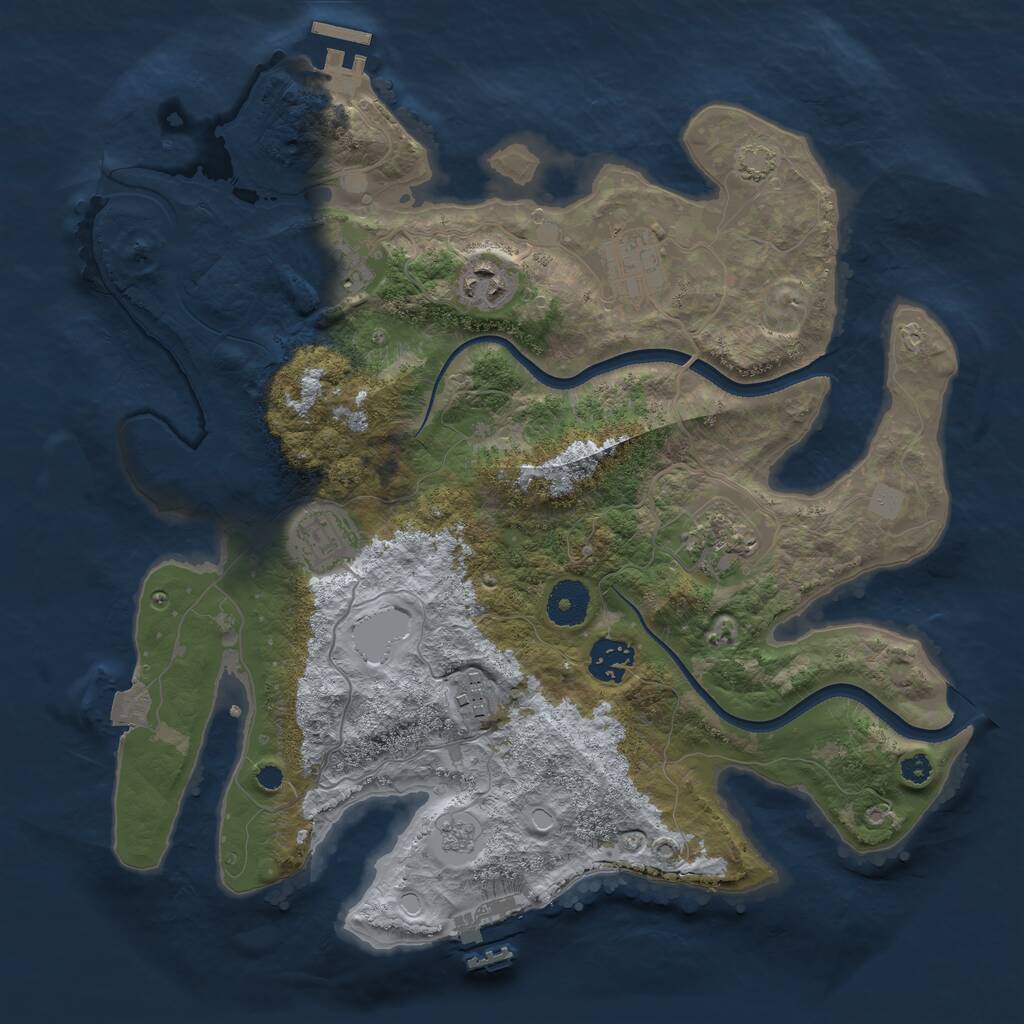 Rust Map: Procedural Map, Size: 3450, Seed: 39814210, 12 Monuments