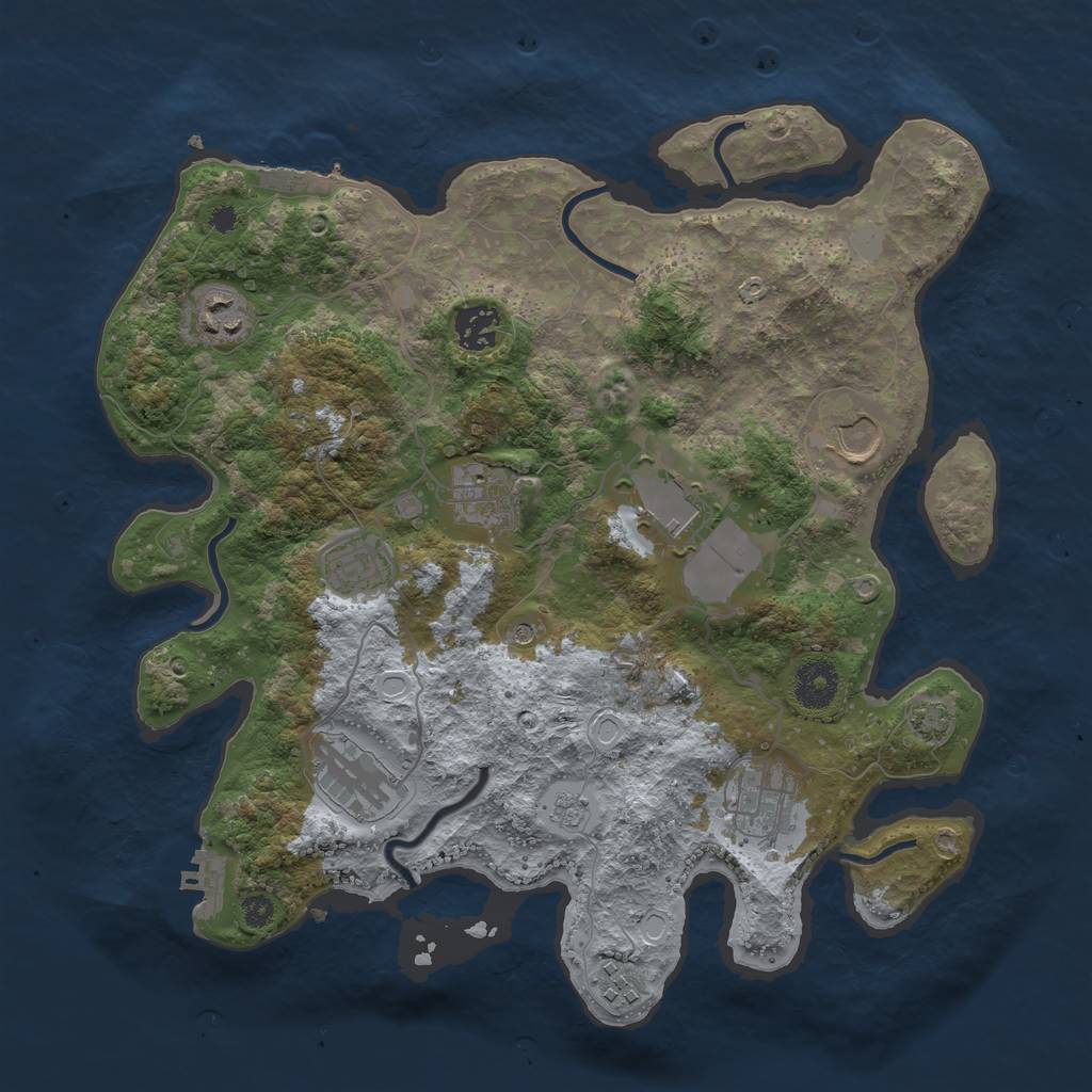 Rust Map: Procedural Map, Size: 3500, Seed: 55511054, 17 Monuments