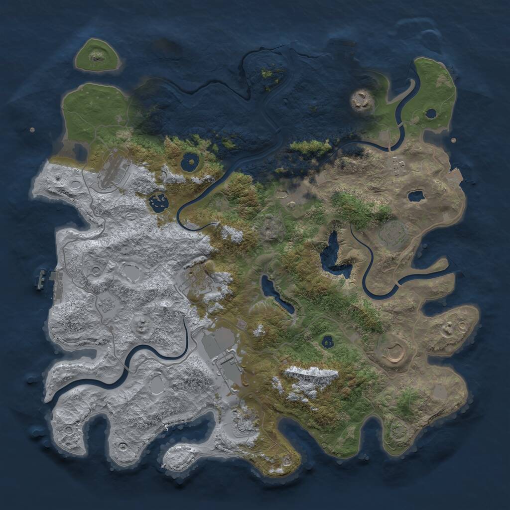 Rust Map: Procedural Map, Size: 4100, Seed: 86034024, 16 Monuments