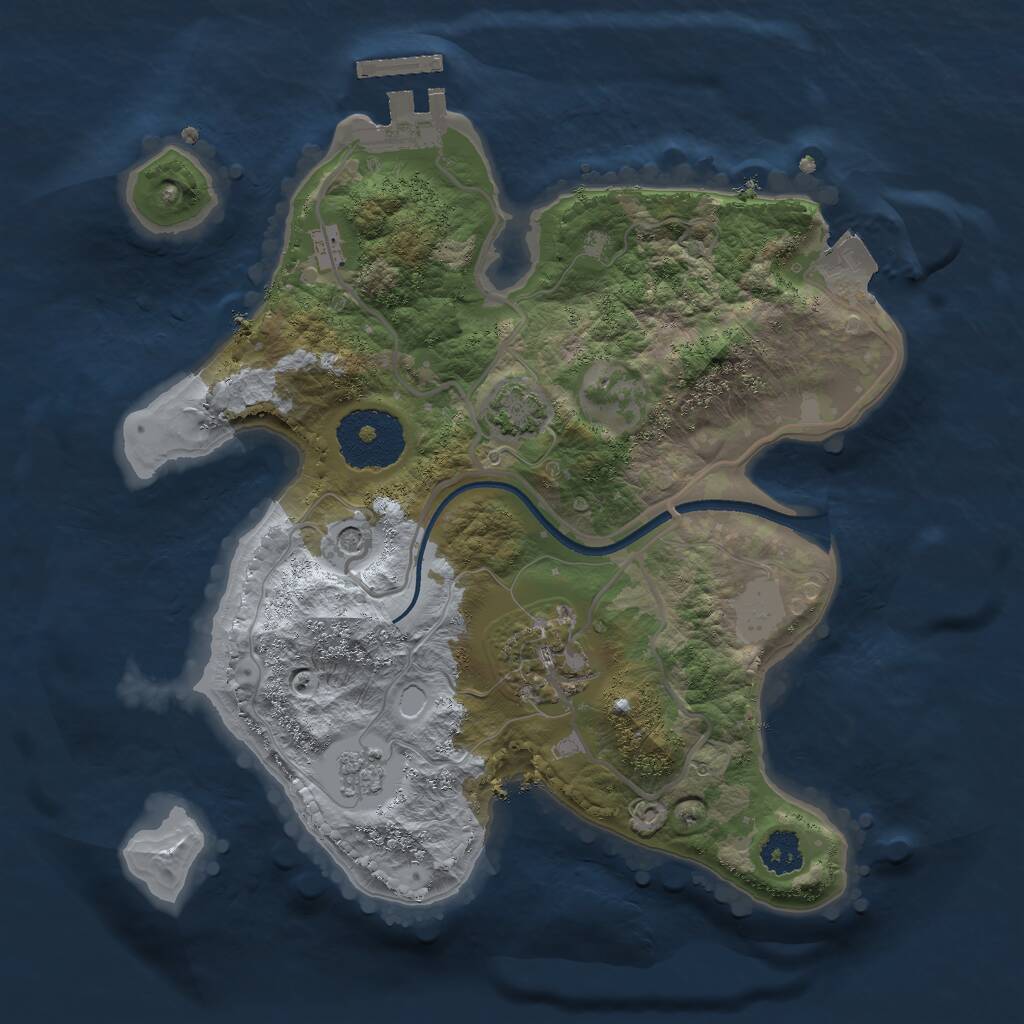 Rust Map: Procedural Map, Size: 2400, Seed: 24215, 6 Monuments