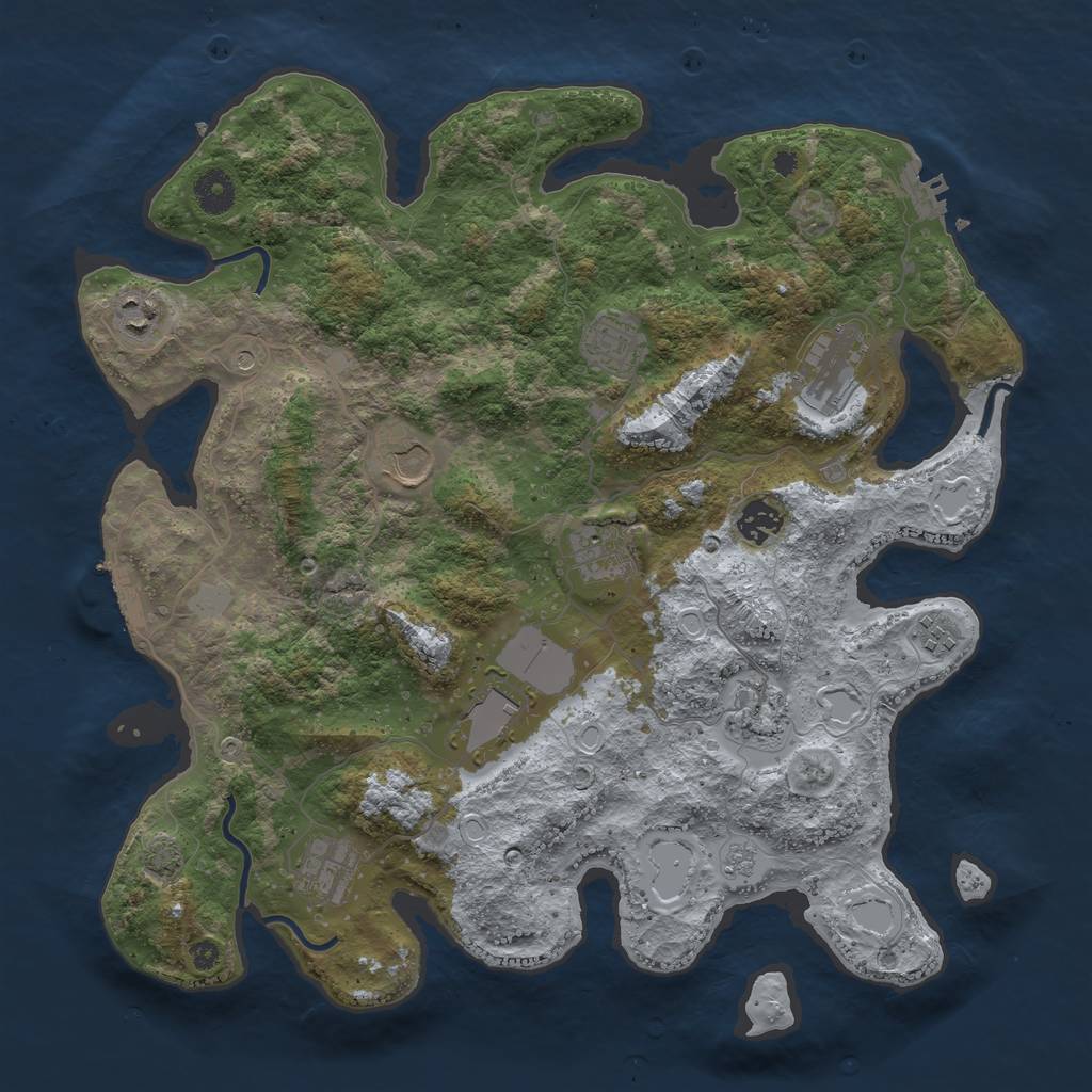 Rust Map: Procedural Map, Size: 3850, Seed: 20506724, 18 Monuments