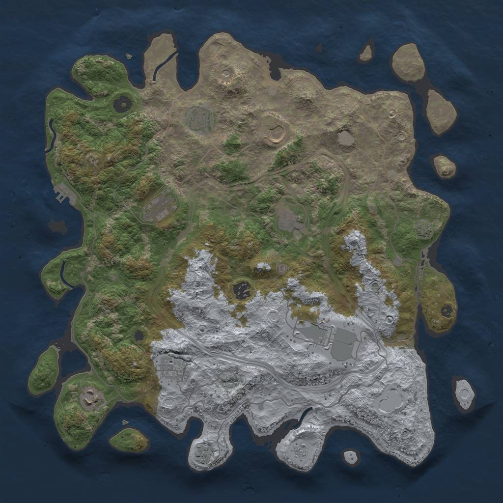 Rust Map: Procedural Map, Size: 4250, Seed: 91477623, 16 Monuments