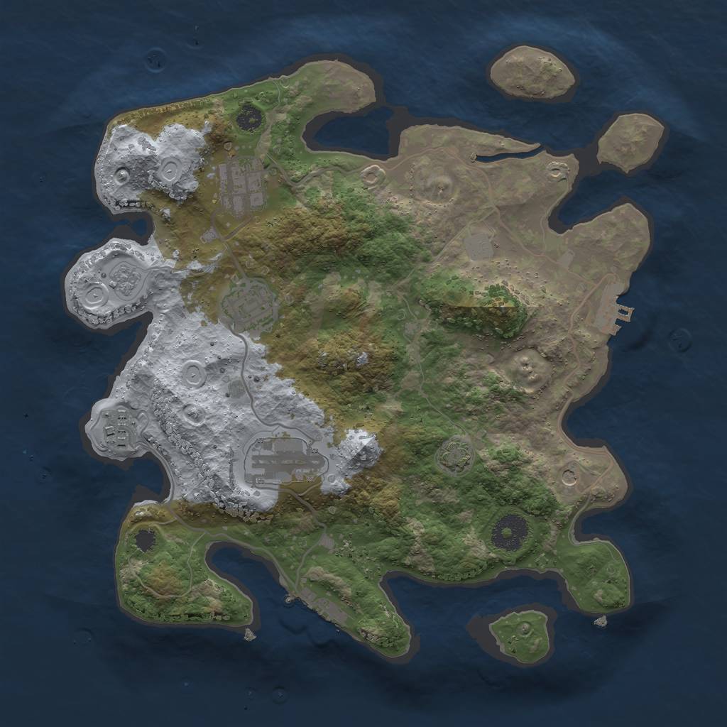 Rust Map: Procedural Map, Size: 3000, Seed: 1959228668, 12 Monuments