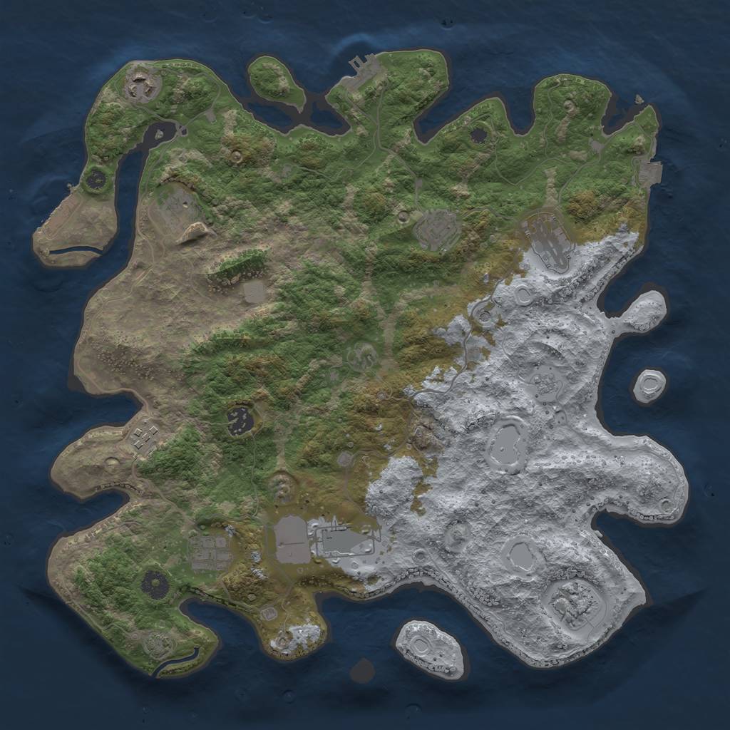 Rust Map: Procedural Map, Size: 3900, Seed: 90695124, 17 Monuments
