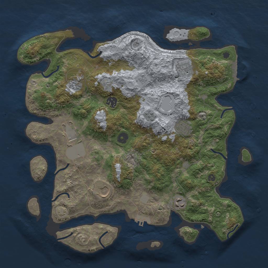 Rust Map: Procedural Map, Size: 3700, Seed: 72527272, 16 Monuments