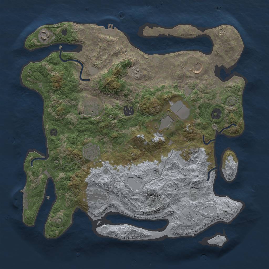Rust Map: Procedural Map, Size: 3700, Seed: 58535134, 17 Monuments