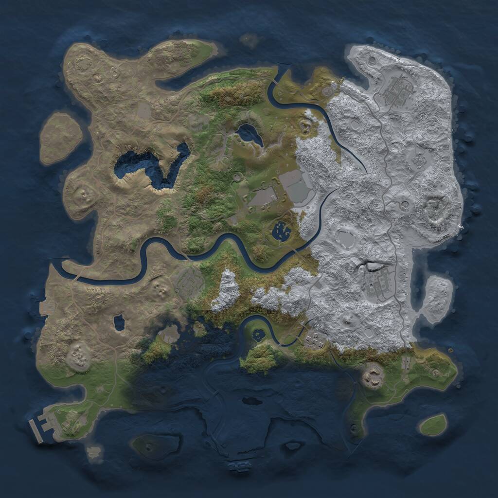 Rust Map: Procedural Map, Size: 4000, Seed: 1634, 14 Monuments