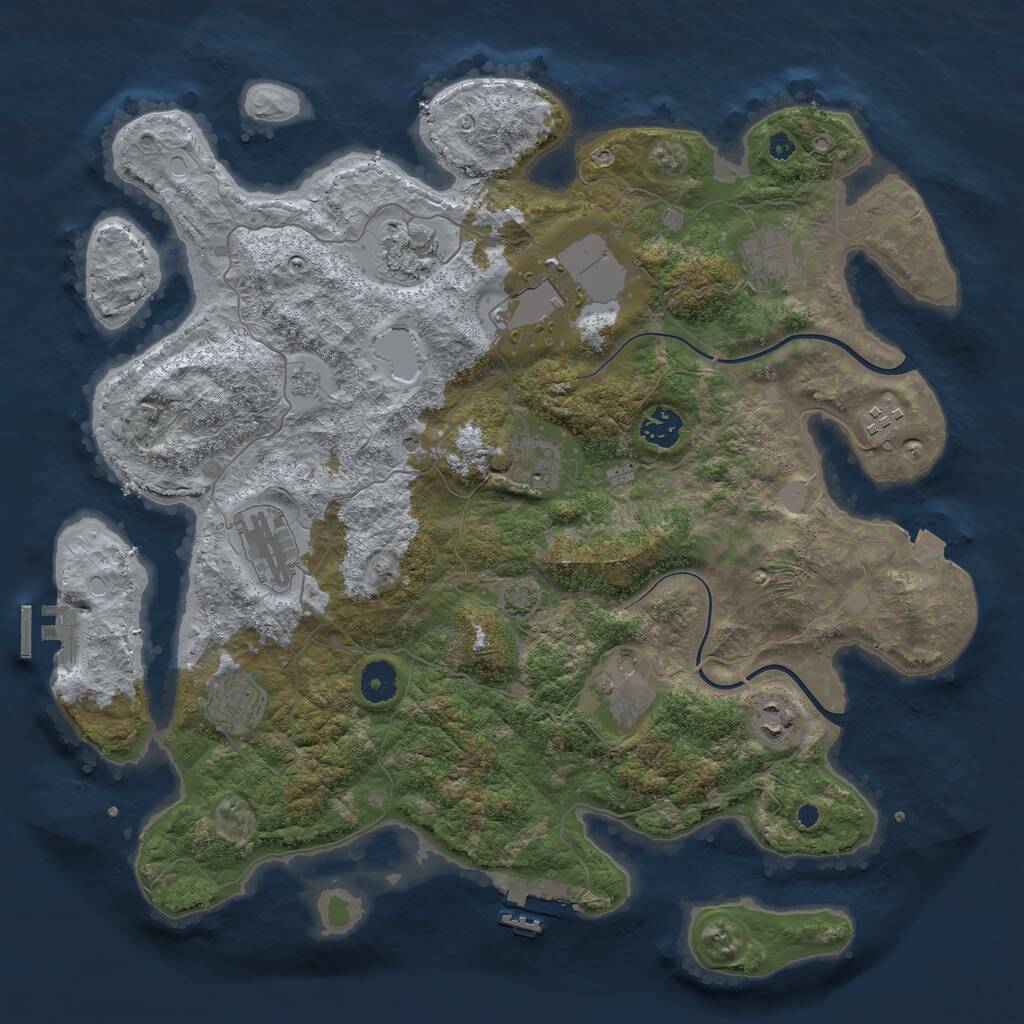 Rust Map: Procedural Map, Size: 3900, Seed: 24135364, 16 Monuments