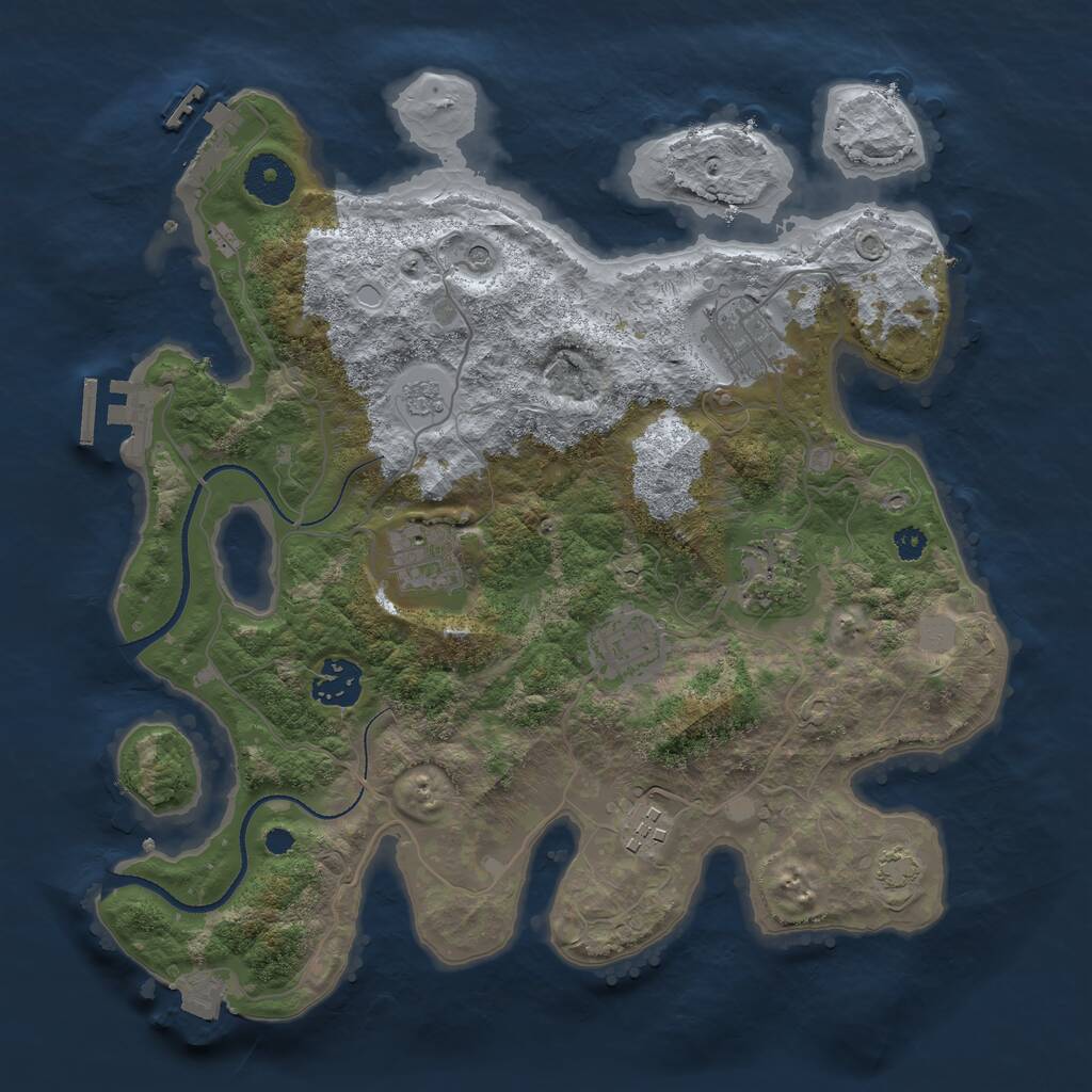 Rust Map: Procedural Map, Size: 3300, Seed: 772761055, 12 Monuments