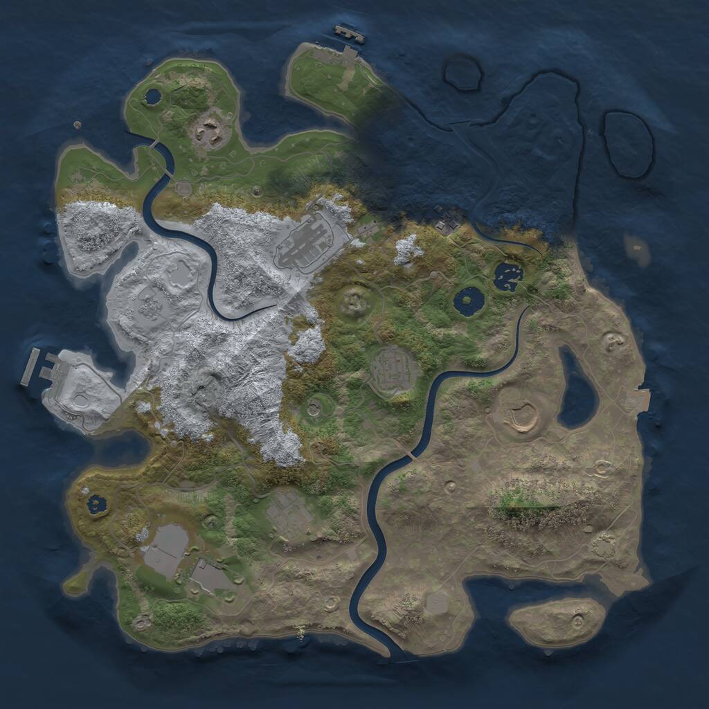 Rust Map: Procedural Map, Size: 3650, Seed: 31994075, 14 Monuments