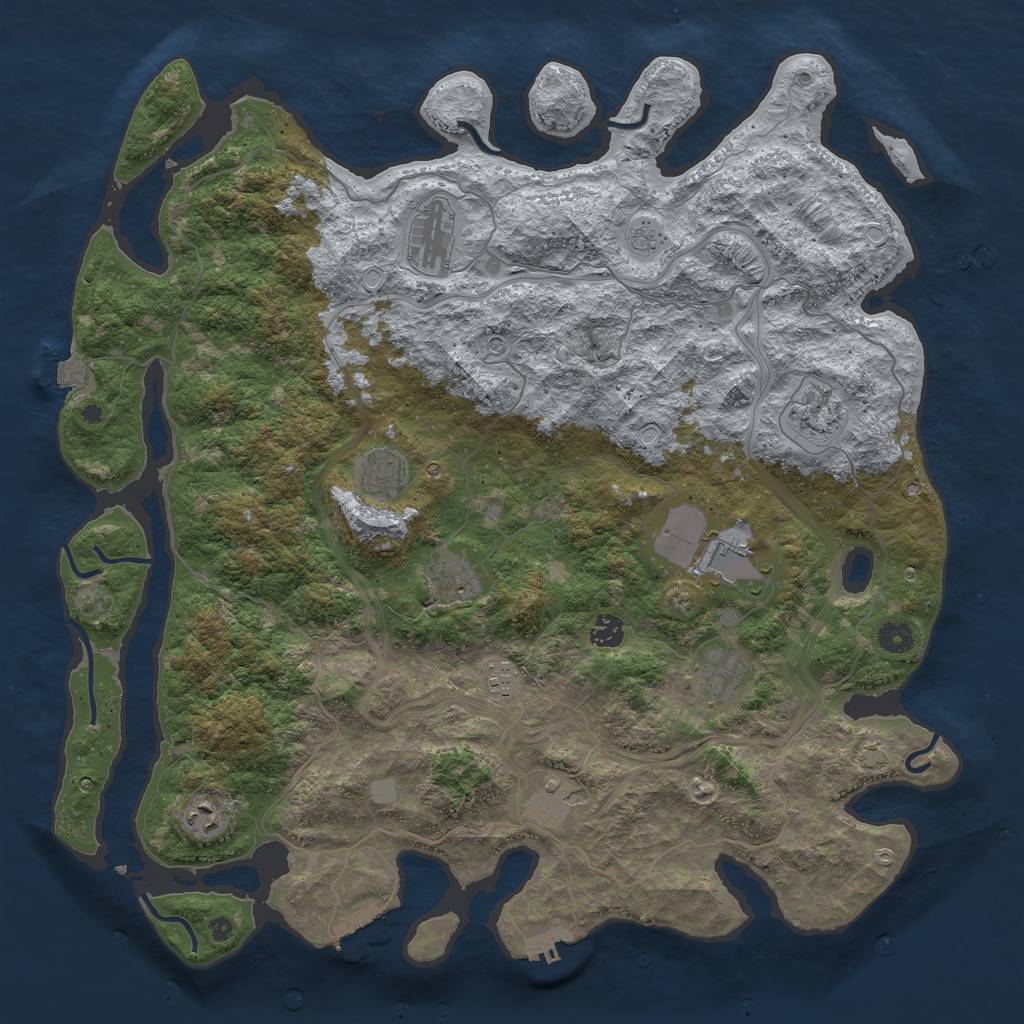 Rust Map: Procedural Map, Size: 4500, Seed: 604, 18 Monuments