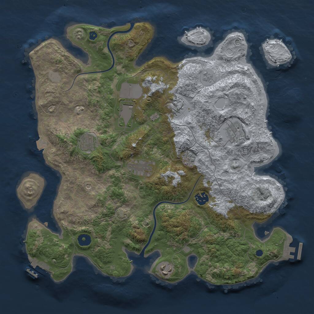 Rust Map: Procedural Map, Size: 3700, Seed: 21357472, 14 Monuments
