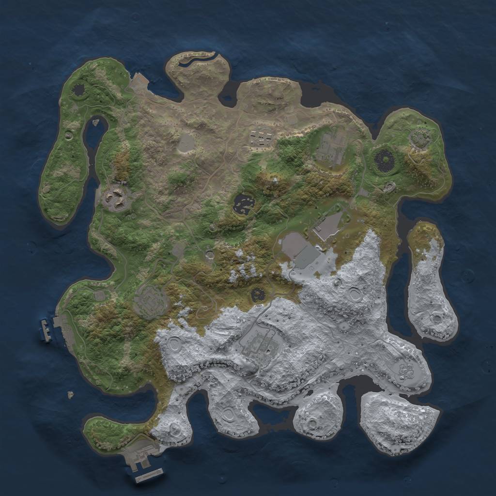 Rust Map: Procedural Map, Size: 3500, Seed: 80667048, 15 Monuments