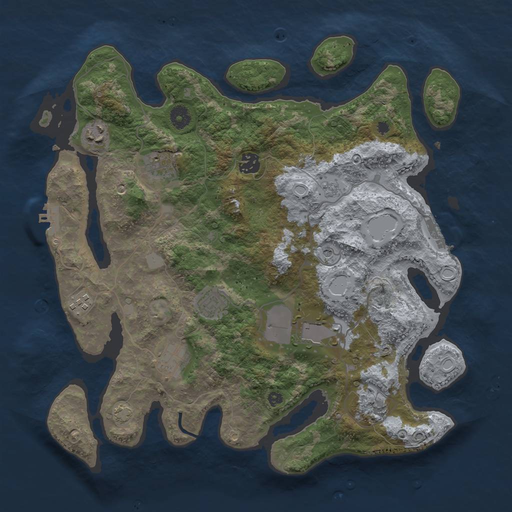 Rust Map: Procedural Map, Size: 3550, Seed: 54067133, 16 Monuments