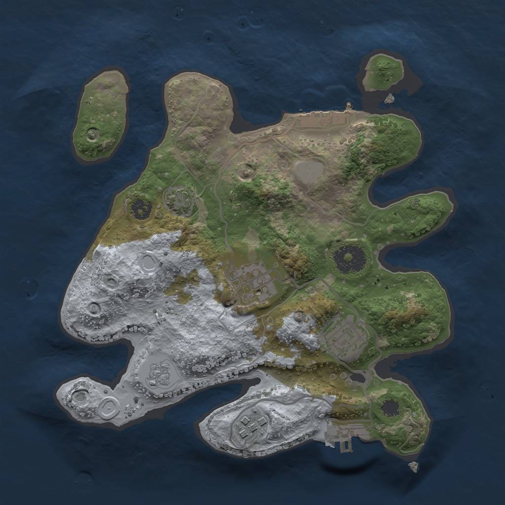 Rust Map: Procedural Map, Size: 2500, Seed: 1734736382, 10 Monuments
