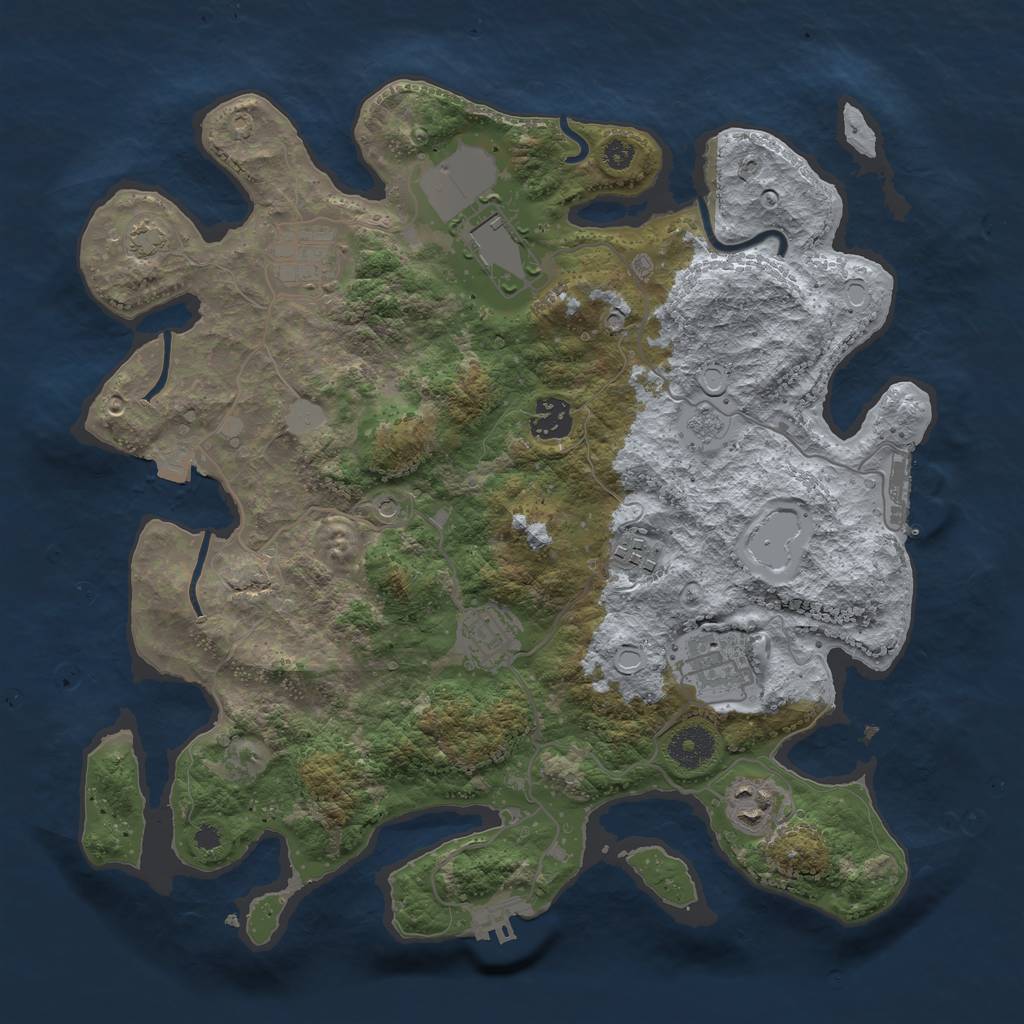 Rust Map: Procedural Map, Size: 3550, Seed: 33890097, 15 Monuments
