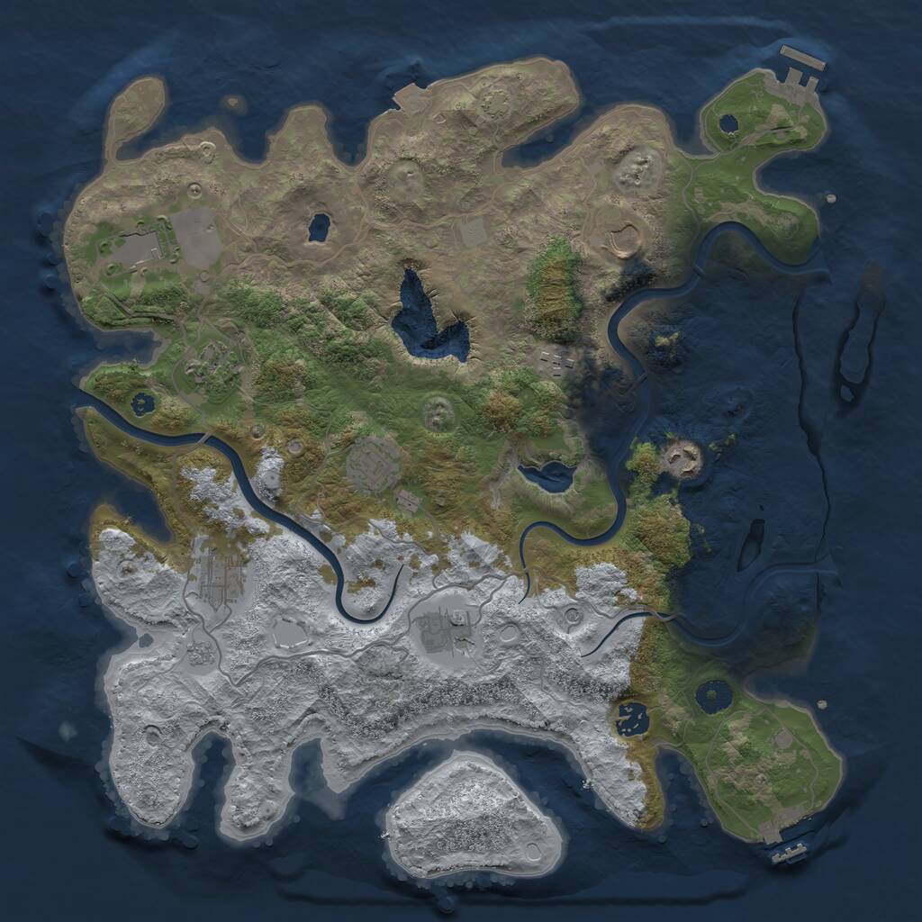 Rust Map: Procedural Map, Size: 4000, Seed: 456765432, 15 Monuments