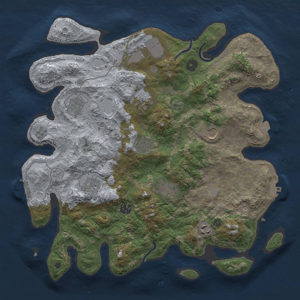 Rust Map: Procedural Map, Size: 3850, Seed: 6361045, 18 Monuments
