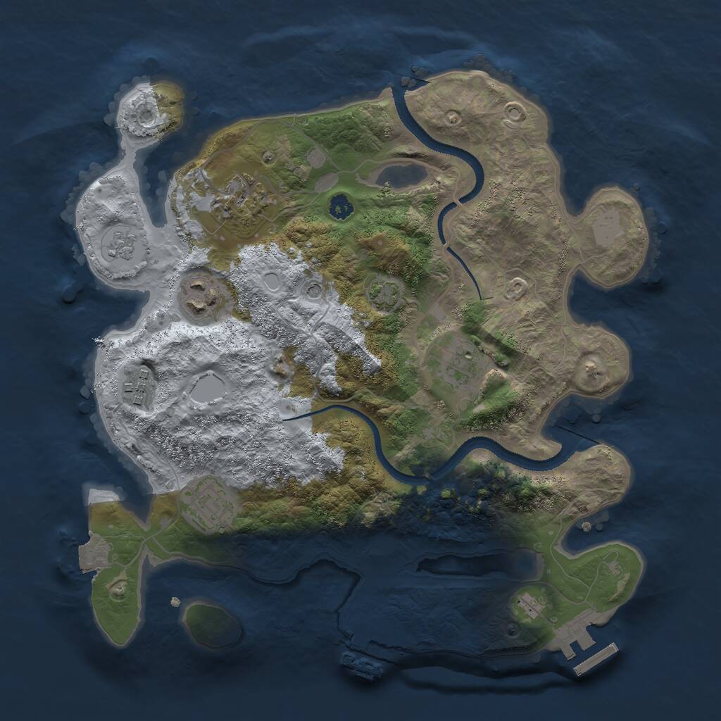 Rust Map: Procedural Map, Size: 3000, Seed: 2147179691, 11 Monuments
