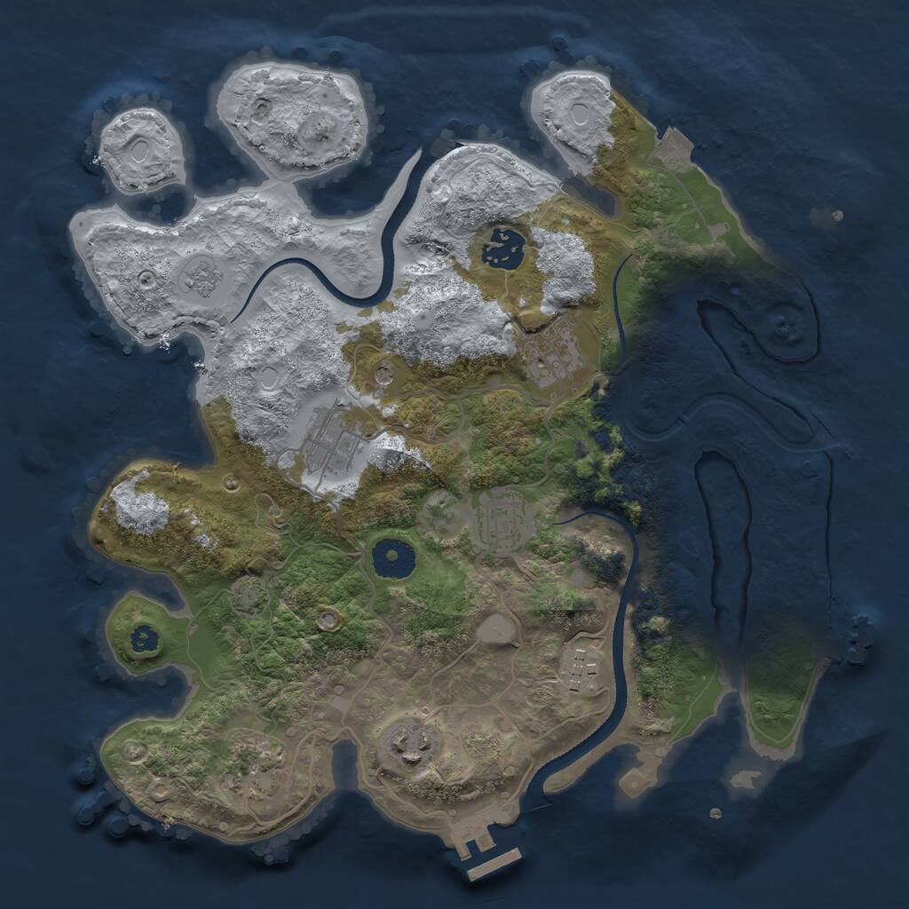 Rust Map: Procedural Map, Size: 3250, Seed: 857378677, 13 Monuments